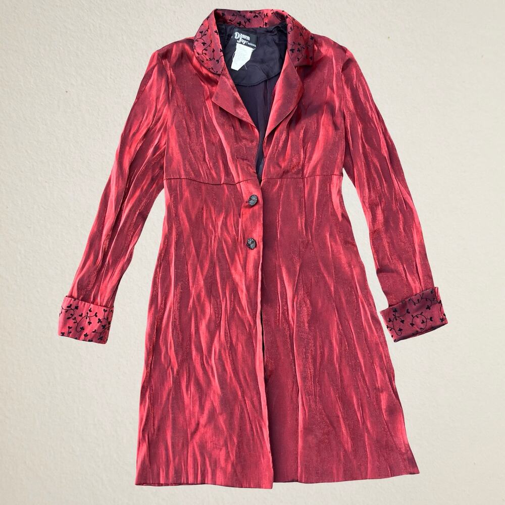 Vintage 80s 90s iridescent red lightweight coat, fairycore bohemian whimsigoth